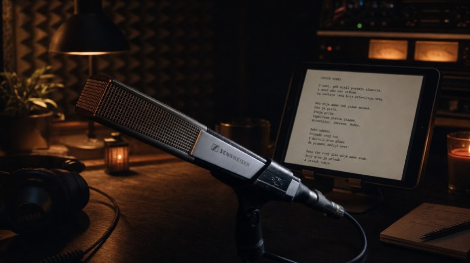 Voice over mikrofon za snimanje u audio produkciji glasova.